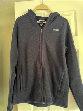 Patagonia Heathered Charcoal Zip-Up Hooded Fleece Jacket